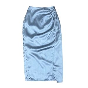 French Connection Silver Silk Pencil Skirt Size 0